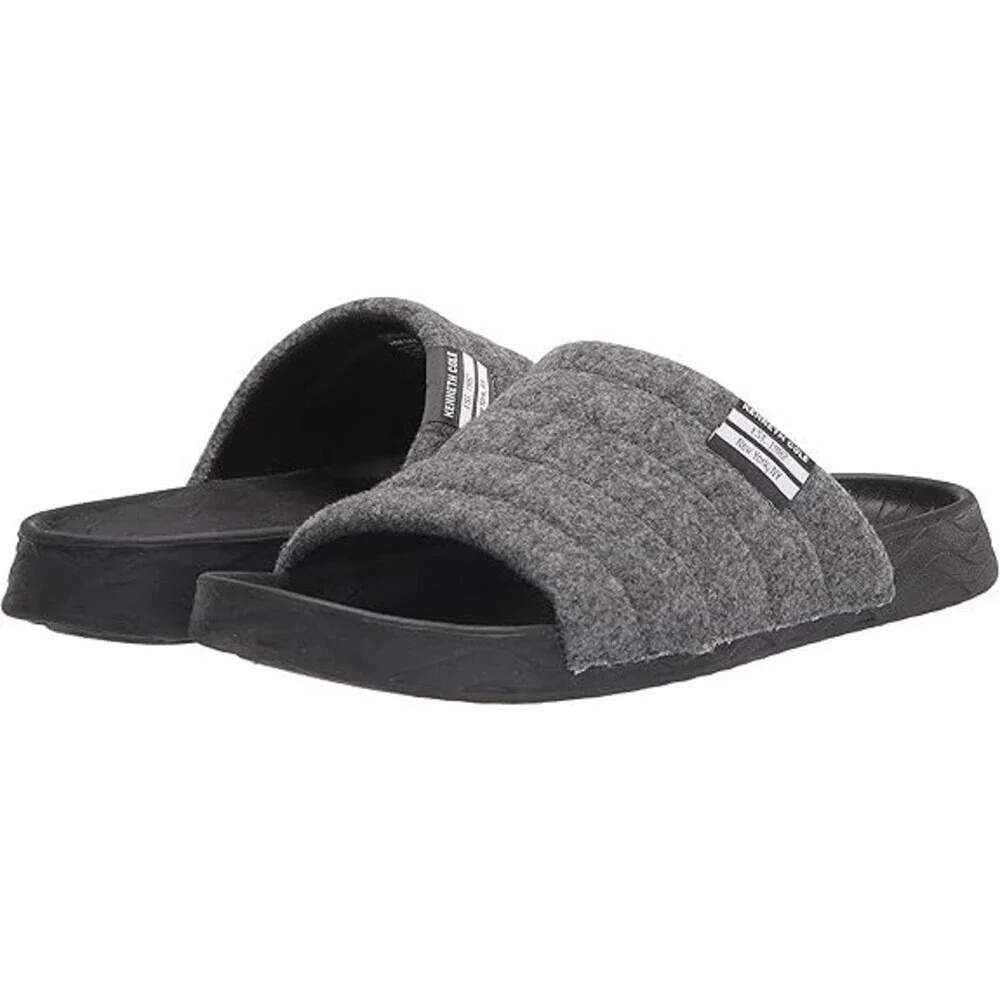 Kenneth Cole Nova Sandals Men's US 8 Gray Quilted Comfort Slip On Slide JOBB1280